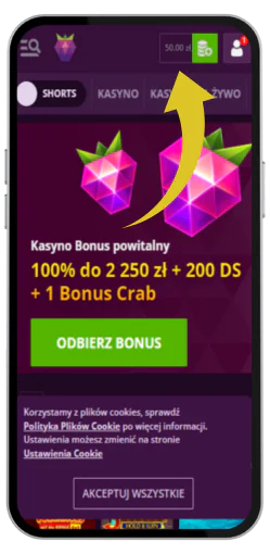 Main menu of the casino
