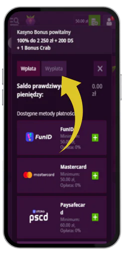 Select payout in the menu